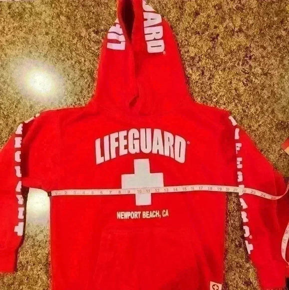 NWT Popularity Products Licensed Red Unisex Lifeguard Hoodie Hooded Sweatshirt - Picture 12 of 12